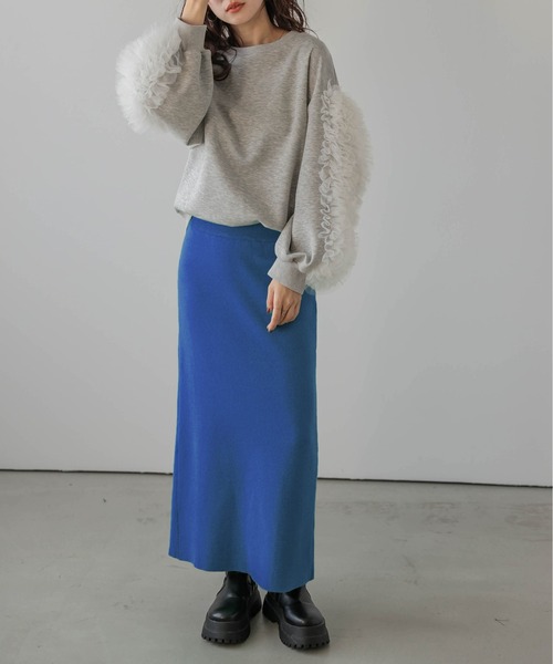 La-gemme（ラジェム）の「裏起毛 2wayスリットニットスカート（スカート・レディース・ブラック/ブルー/グリーン/ブラウン/グレー/ライトグレー・L/M）」の6枚目の写真