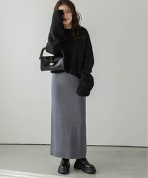 裏起毛 2wayスリットニットスカート