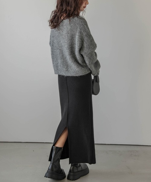La-gemme（ラジェム）の「裏起毛 2wayスリットニットスカート（スカート・レディース・ブラック/ブルー/グリーン/ブラウン/グレー/ライトグレー・L/M）」の12枚目の写真