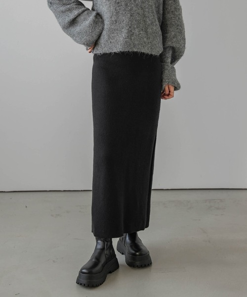 La-gemme（ラジェム）の「裏起毛 2wayスリットニットスカート（スカート・レディース・ブラック/ブルー/グリーン/ブラウン/グレー/ライトグレー・L/M）」の14枚目の写真