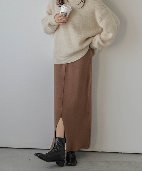 La-gemme（ラジェム）の「裏起毛 2wayスリットニットスカート（スカート・レディース・ブラック/ブルー/グリーン/ブラウン/グレー/ライトグレー・L/M）」の15枚目の写真