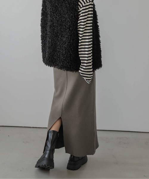 La-gemme（ラジェム）の「裏起毛 2wayスリットニットスカート（スカート・レディース・ブラック/ブルー/グリーン/ブラウン/グレー/ライトグレー・L/M）」の17枚目の写真
