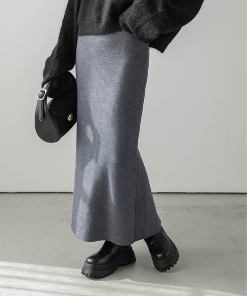 La-gemme（ラジェム）の「裏起毛 2wayスリットニットスカート（スカート・レディース・ブラック/ブルー/グリーン/ブラウン/グレー/ライトグレー・L/M）」の7枚目の写真