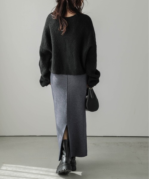 La-gemme（ラジェム）の「裏起毛 2wayスリットニットスカート（スカート・レディース・ブラック/ブルー/グリーン/ブラウン/グレー/ライトグレー・L/M）」の8枚目の写真