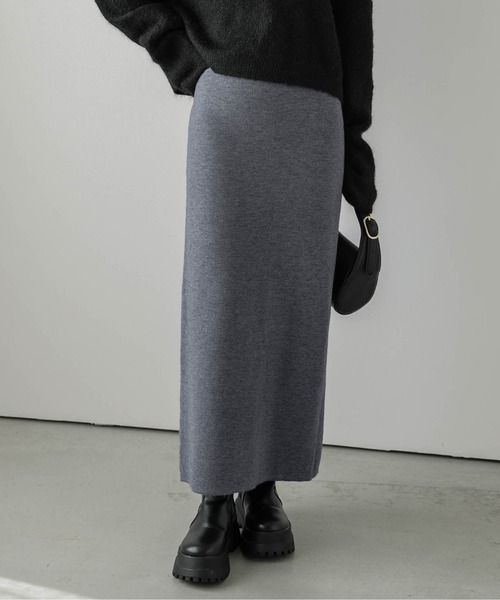 La-gemme（ラジェム）の「裏起毛 2wayスリットニットスカート（スカート・レディース・ブラック/ブルー/グリーン/ブラウン/グレー/ライトグレー・L/M）」の9枚目の写真