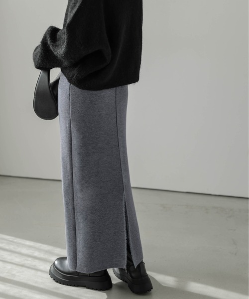 La-gemme（ラジェム）の「裏起毛 2wayスリットニットスカート（スカート・レディース・ブラック/ブルー/グリーン/ブラウン/グレー/ライトグレー・L/M）」の10枚目の写真