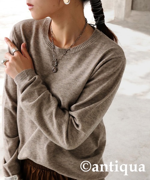 antiqua（アンティカ）の「カシミヤタッチニット（ニット/セーター・レディース・レッド/ブルー系その他/ブルー/ホワイト系その他/ホワイト/グレー系その他/グレー/パープル系その他/パープル/ブラック系その他/ブラック/グリーン系その他/グリーン/ベージュ系その他/ベージュ/ピンク系その他/ピンク/レッド系その他・R/P）」の7枚目の写真