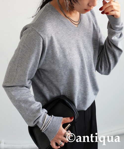 antiqua（アンティカ）の「カシミヤタッチニット（ニット/セーター・レディース・レッド/ブルー系その他/ブルー/ホワイト系その他/ホワイト/グレー系その他/グレー/パープル系その他/パープル/ブラック系その他/ブラック/グリーン系その他/グリーン/ベージュ系その他/ベージュ/ピンク系その他/ピンク/レッド系その他・R/P）」の6枚目の写真