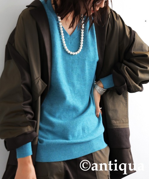 antiqua（アンティカ）の「カシミヤタッチニット（ニット/セーター・レディース・レッド/ブルー系その他/ブルー/ホワイト系その他/ホワイト/グレー系その他/グレー/パープル系その他/パープル/ブラック系その他/ブラック/グリーン系その他/グリーン/ベージュ系その他/ベージュ/ピンク系その他/ピンク/レッド系その他・R/P）」の12枚目の写真