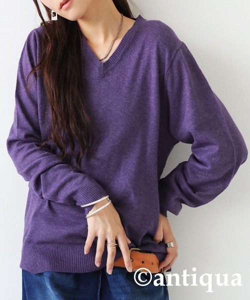 antiqua（アンティカ）の「カシミヤタッチニット（ニット/セーター・レディース・レッド/ブルー系その他/ブルー/ホワイト系その他/ホワイト/グレー系その他/グレー/パープル系その他/パープル/ブラック系その他/ブラック/グリーン系その他/グリーン/ベージュ系その他/ベージュ/ピンク系その他/ピンク/レッド系その他・R/P）」の14枚目の写真
