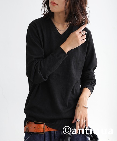 antiqua（アンティカ）の「カシミヤタッチニット（ニット/セーター・レディース・レッド/ブルー系その他/ブルー/ホワイト系その他/ホワイト/グレー系その他/グレー/パープル系その他/パープル/ブラック系その他/ブラック/グリーン系その他/グリーン/ベージュ系その他/ベージュ/ピンク系その他/ピンク/レッド系その他・R/P）」の4枚目の写真