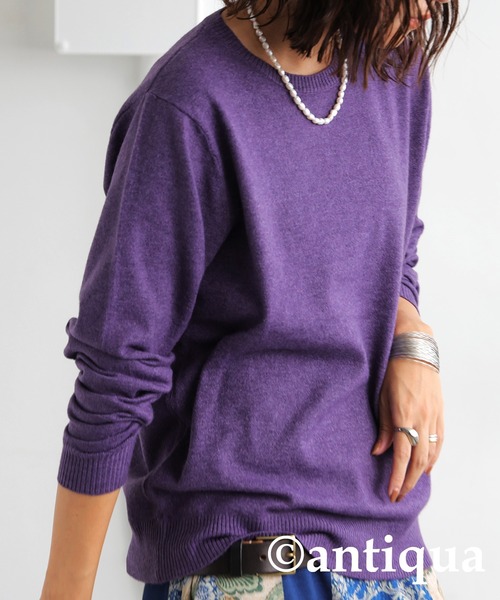 antiqua（アンティカ）の「カシミヤタッチニット（ニット/セーター・レディース・レッド/ブルー系その他/ブルー/ホワイト系その他/ホワイト/グレー系その他/グレー/パープル系その他/パープル/ブラック系その他/ブラック/グリーン系その他/グリーン/ベージュ系その他/ベージュ/ピンク系その他/ピンク/レッド系その他・R/P）」の13枚目の写真