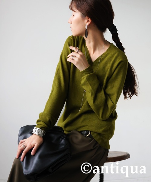 antiqua（アンティカ）の「カシミヤタッチニット（ニット/セーター・レディース・レッド/ブルー系その他/ブルー/ホワイト系その他/ホワイト/グレー系その他/グレー/パープル系その他/パープル/ブラック系その他/ブラック/グリーン系その他/グリーン/ベージュ系その他/ベージュ/ピンク系その他/ピンク/レッド系その他・R/P）」の10枚目の写真