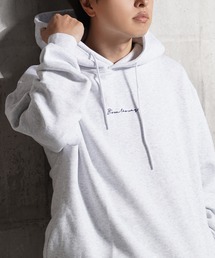 裏起毛 ロゴ刺繍 ワイドパーカー / Lined Wide Hoodie with Embroidered Logo
