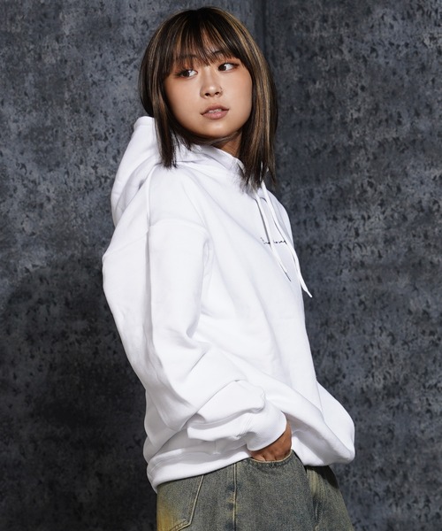1111clothing（ワンフォークロージング）の「裏起毛 ロゴ刺繍 ワイドパーカー / Lined Wide Hoodie with Embroidered Logo（パーカー・メンズ・アッシュ/グレイッシュベージュ/ホワイト・M/L）」の15枚目の写真