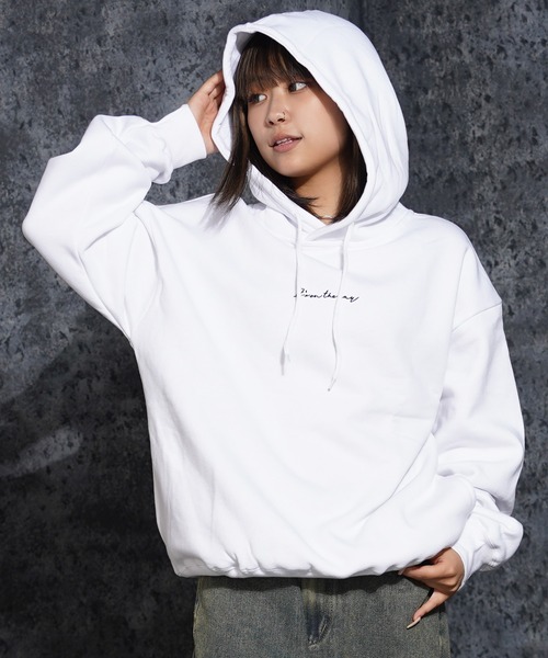 1111clothing（ワンフォークロージング）の「裏起毛 ロゴ刺繍 ワイドパーカー / Lined Wide Hoodie with Embroidered Logo（パーカー・メンズ・アッシュ/グレイッシュベージュ/ホワイト・M/L）」の17枚目の写真