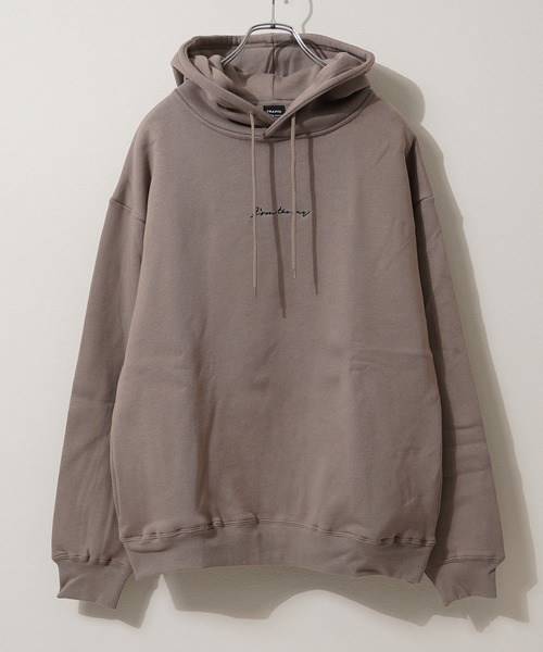 1111clothing（ワンフォークロージング）の「裏起毛 ロゴ刺繍 ワイドパーカー / Lined Wide Hoodie with Embroidered Logo（パーカー・メンズ・アッシュ/グレイッシュベージュ/ホワイト・M/L）」の6枚目の写真