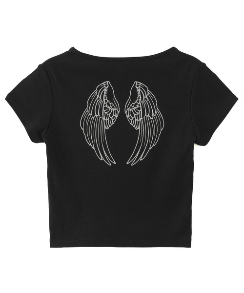 X-girl（エックスガール）の「WING S/S BABY TEE（Tシャツ/カットソー・レディース・オリーブ/ブラック/ホワイト・S/M）」の3枚目の写真