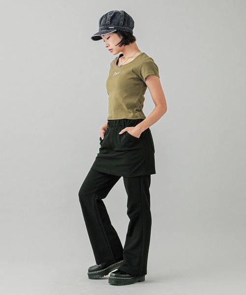 X-girl（エックスガール）の「WING S/S BABY TEE（Tシャツ/カットソー・レディース・オリーブ/ブラック/ホワイト・S/M）」の13枚目の写真