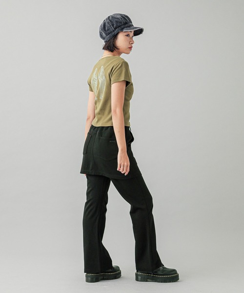 X-girl（エックスガール）の「WING S/S BABY TEE（Tシャツ/カットソー・レディース・オリーブ/ブラック/ホワイト・S/M）」の14枚目の写真