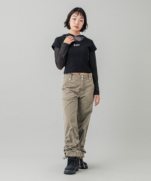 X-girl（エックスガール）の「WING S/S BABY TEE（Tシャツ/カットソー・レディース・オリーブ/ブラック/ホワイト・S/M）」の21枚目の写真