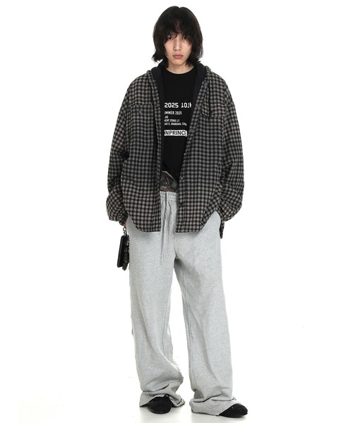 オーバーサイズ チェック柄 フード付き シャツジャケット CS2156【MASONPRINCE】【2024AW】（その他アウター）｜MASONPRINCE（メイソンプリンス）