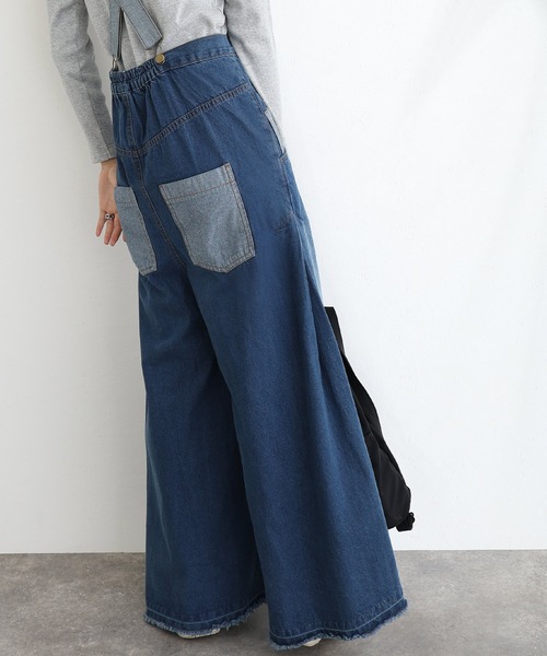ElegChic（エレグシック）の「ハイウエストバギーサロペパンツ（サロペット/オーバーオール・レディース・ネイビー/ブルー/ネイビー系・M/L/XL/XXL/4L）」の2枚目の写真