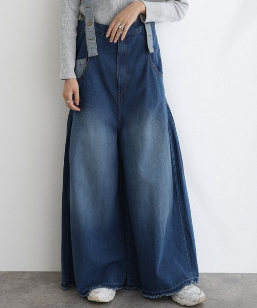 ElegChic（エレグシック）の「ハイウエストバギーサロペパンツ（サロペット/オーバーオール・レディース・ネイビー/ブルー/ネイビー系・M/L/XL/XXL/4L）」の4枚目の写真