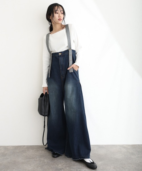 ElegChic（エレグシック）の「ハイウエストバギーサロペパンツ（サロペット/オーバーオール・レディース・ネイビー/ブルー/ネイビー系・M/L/XL/XXL/4L）」の8枚目の写真