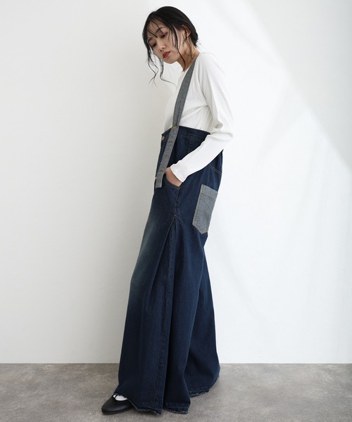 ElegChic（エレグシック）の「ハイウエストバギーサロペパンツ（サロペット/オーバーオール・レディース・ネイビー/ブルー/ネイビー系・M/L/XL/XXL/4L）」の9枚目の写真