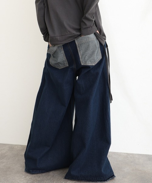 ElegChic（エレグシック）の「ハイウエストバギーサロペパンツ（サロペット/オーバーオール・レディース・ネイビー/ブルー/ネイビー系・M/L/XL/XXL/4L）」の10枚目の写真
