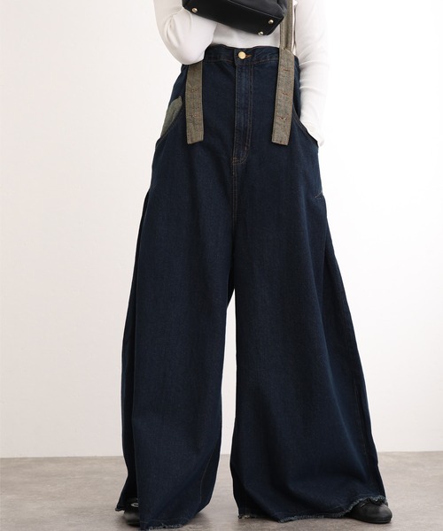 ElegChic（エレグシック）の「ハイウエストバギーサロペパンツ（サロペット/オーバーオール・レディース・ネイビー/ブルー/ネイビー系・M/L/XL/XXL/4L）」の14枚目の写真