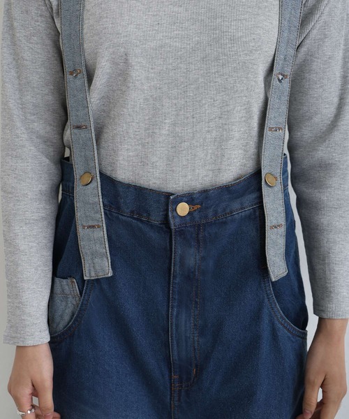 ElegChic（エレグシック）の「ハイウエストバギーサロペパンツ（サロペット/オーバーオール・レディース・ネイビー/ブルー/ネイビー系・M/L/XL/XXL/4L）」の16枚目の写真