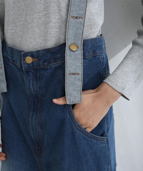 ElegChic（エレグシック）の「ハイウエストバギーサロペパンツ（サロペット/オーバーオール・レディース・ネイビー/ブルー/ネイビー系・M/L/XL/XXL/4L）」の17枚目の写真