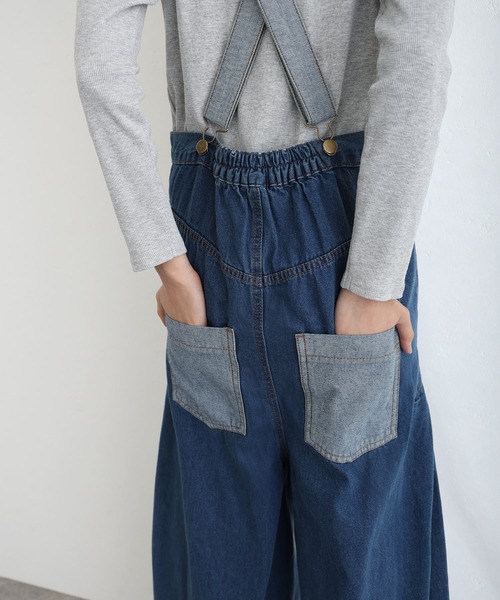ElegChic（エレグシック）の「ハイウエストバギーサロペパンツ（サロペット/オーバーオール・レディース・ネイビー/ブルー/ネイビー系・M/L/XL/XXL/4L）」の20枚目の写真