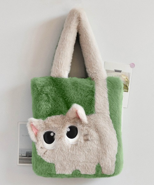 セール】ファートートバッグ ふわふわ 猫柄鞄秋冬（トートバッグ
