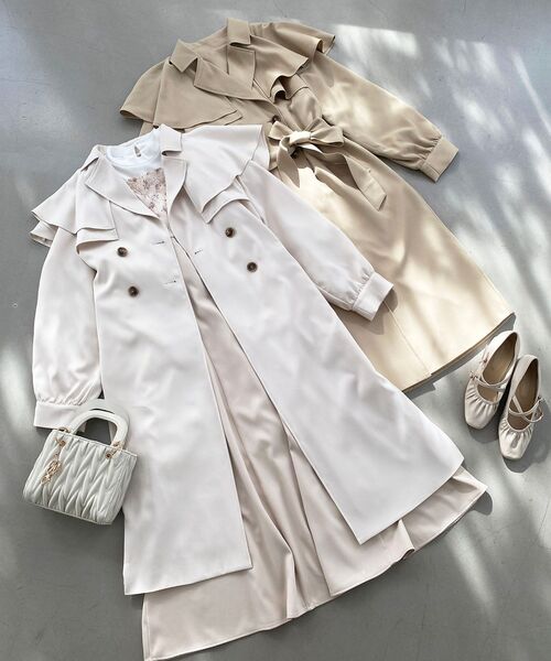 MAJESTIC LEGON（マジェスティックレゴン）の「ドレープフリルトレンチコート（トレンチコート・レディース・ベージュ/ラベンダー/アイボリー・SMALL/X-SMALL/MEDIUM）」の20枚目の写真