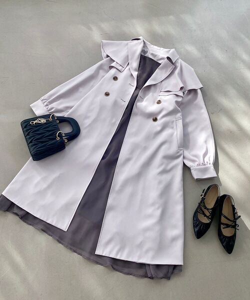 MAJESTIC LEGON（マジェスティックレゴン）の「ドレープフリルトレンチコート（トレンチコート・レディース・ベージュ/ラベンダー/アイボリー・SMALL/X-SMALL/MEDIUM）」の21枚目の写真