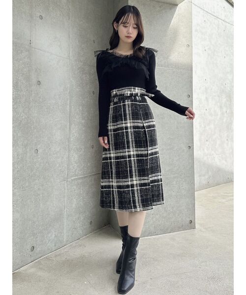 dazzlin(ダズリン)の「リボンチュールオフショルニットトップス(ニット/セーター・レディース・ブラック/グレー/オフホワイト/ピンク・FREE)」の14枚目の写真