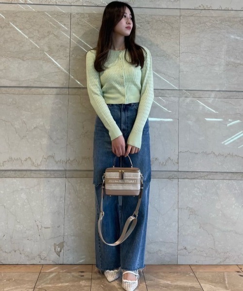 セール】◇ダメージデニムスリットワイドパンツ（デニムパンツ）｜JILL