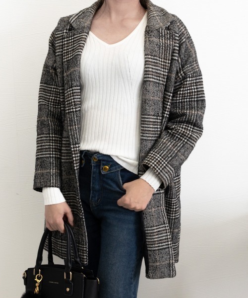 Miniministore(ミニミニストア)の「ニットトップス Vネックセーター 春秋冬(ニット/セーター・レディース・ライトベージュ/ホワイト・FREE)」の8枚目の写真
