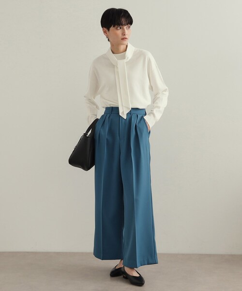 OPAQUE.CLIP（オペークドットクリップ）の「ボウタイニット【洗濯洗い可/抗ピル】（ニット/セーター・レディース・ライトグリーン/ライトグレー/ホワイト・42/40/38）」の5枚目の写真