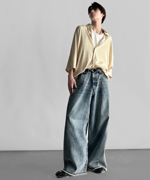 Classical Origin(クラシカルオリジン)の「【Classical Origin】「抜け感纏う。」リンクル加工ドレープドルマンシャツ/Wrinklefinish Dolman Sleeve Shirt(シャツ/ブラウス・メンズ・アイボリー/チャコール・ONE SIZE)」の15枚目の写真