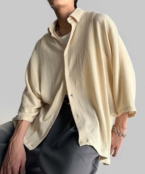 Classical Origin(クラシカルオリジン)の「【Classical Origin】「抜け感纏う。」リンクル加工ドレープドルマンシャツ/Wrinklefinish Dolman Sleeve Shirt(シャツ/ブラウス・メンズ・アイボリー/チャコール・ONE SIZE)」の11枚目の写真