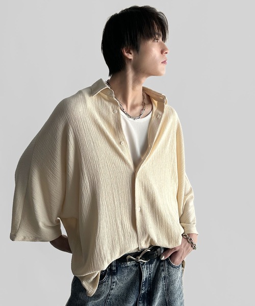 Classical Origin(クラシカルオリジン)の「【Classical Origin】「抜け感纏う。」リンクル加工ドレープドルマンシャツ/Wrinklefinish Dolman Sleeve Shirt(シャツ/ブラウス・メンズ・アイボリー/チャコール・ONE SIZE)」の14枚目の写真
