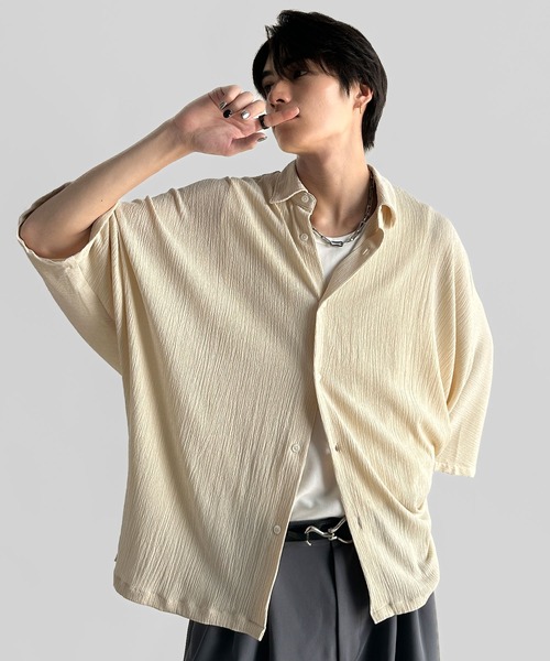 Classical Origin(クラシカルオリジン)の「【Classical Origin】「抜け感纏う。」リンクル加工ドレープドルマンシャツ/Wrinklefinish Dolman Sleeve Shirt(シャツ/ブラウス・メンズ・アイボリー/チャコール・ONE SIZE)」の12枚目の写真