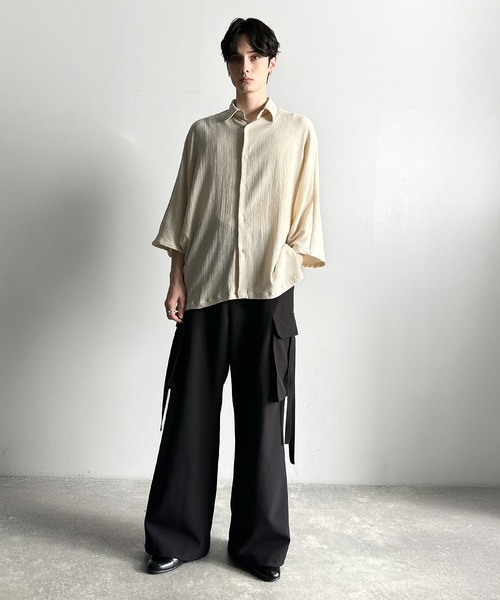Classical Origin(クラシカルオリジン)の「【Classical Origin】「抜け感纏う。」リンクル加工ドレープドルマンシャツ/Wrinklefinish Dolman Sleeve Shirt(シャツ/ブラウス・メンズ・アイボリー/チャコール・ONE SIZE)」の10枚目の写真