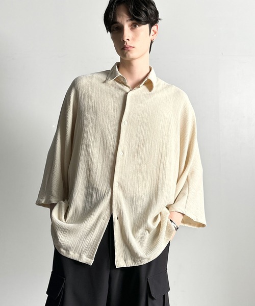 Classical Origin(クラシカルオリジン)の「【Classical Origin】「抜け感纏う。」リンクル加工ドレープドルマンシャツ/Wrinklefinish Dolman Sleeve Shirt(シャツ/ブラウス・メンズ・アイボリー/チャコール・ONE SIZE)」の8枚目の写真
