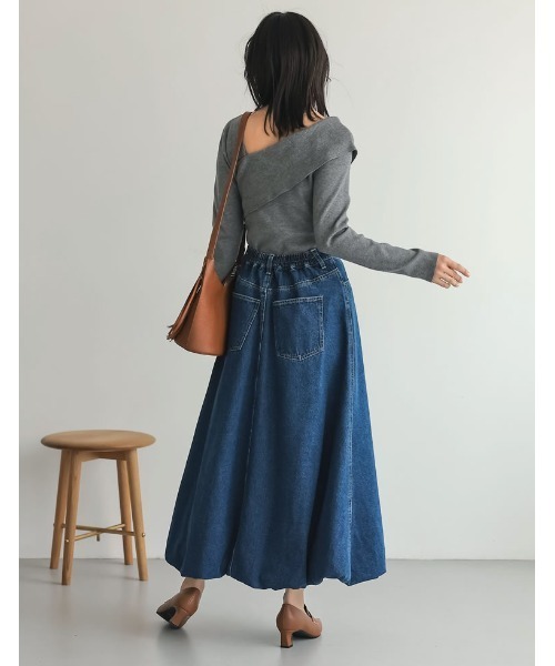 Re:EDIT（リエディ）の「[低身長/高身長サイズ有]コットンデニムバルーンスカート（デニムスカート・レディース・ブルー/ネイビー・SHORT/MEDIUM/TALL/LARGE）」の11枚目の写真