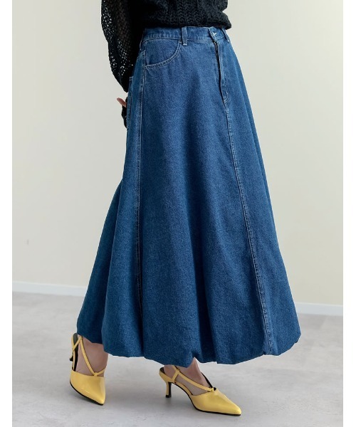 Re:EDIT（リエディ）の「[低身長/高身長サイズ有]コットンデニムバルーンスカート（デニムスカート・レディース・ブルー/ネイビー・SHORT/MEDIUM/TALL/LARGE）」の12枚目の写真